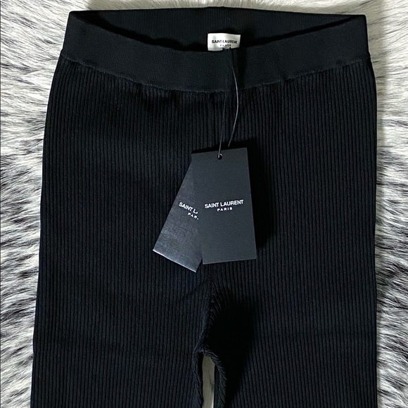 SAINT LAURENT HIGH-RISE RIB-KNIT CYCLISTE SHORTS, SZ S BLACK - Picture 2 of 16